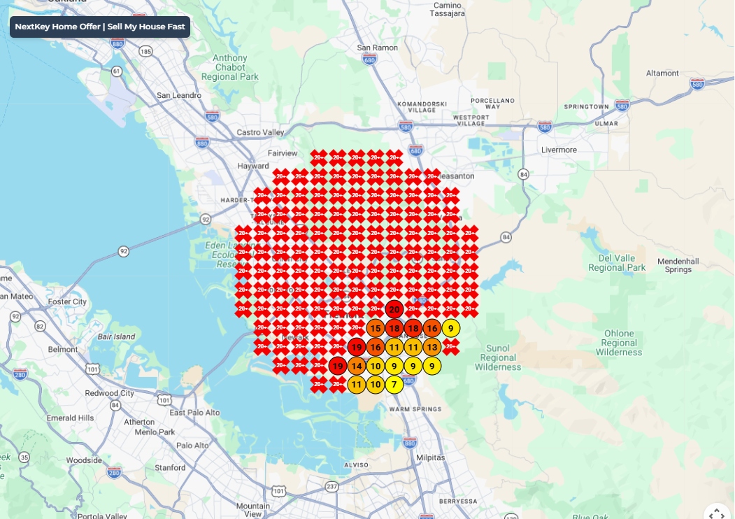 Local rank grid before: rankings of 26 and worse across the Fremont market